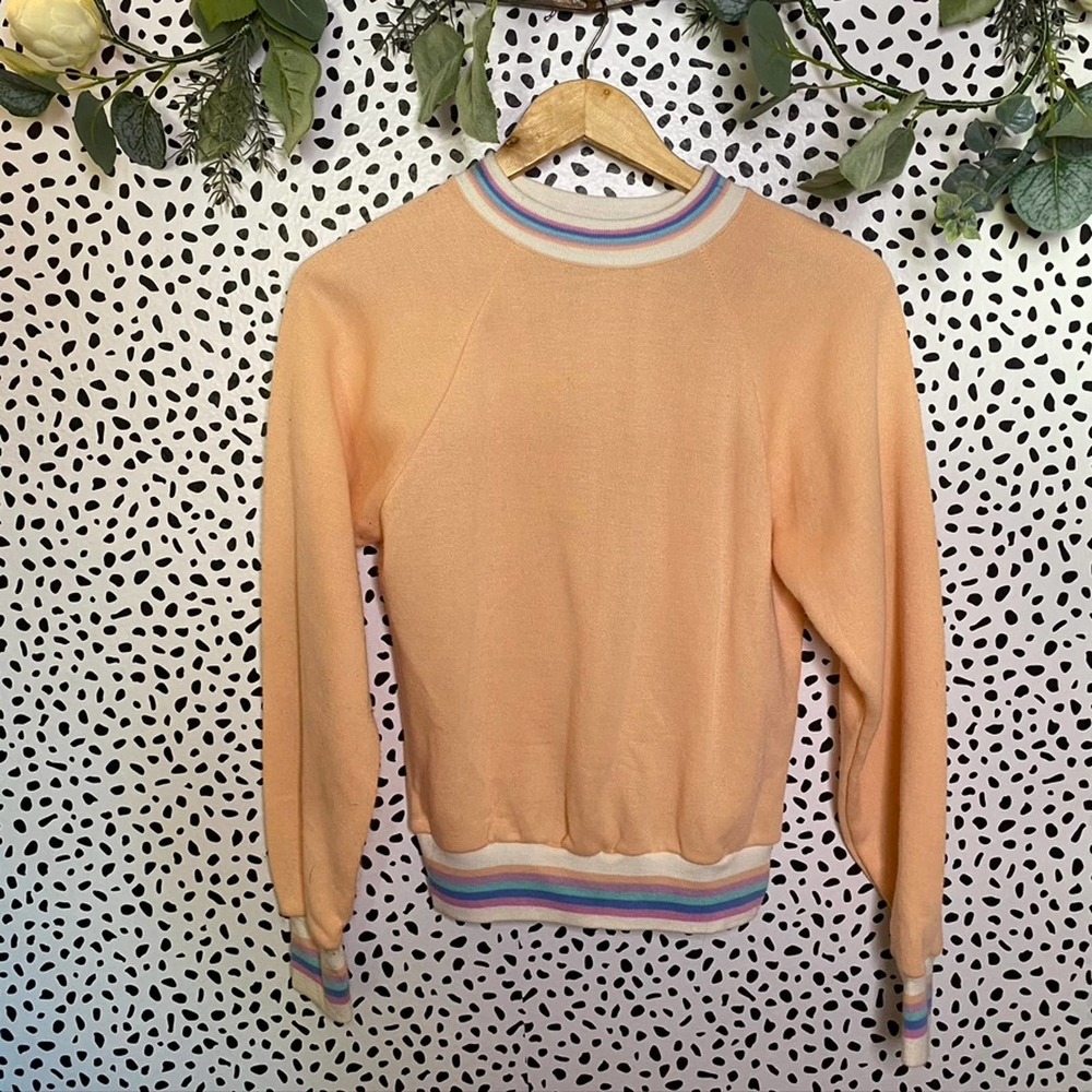 Vintage peach striped hem sweater
